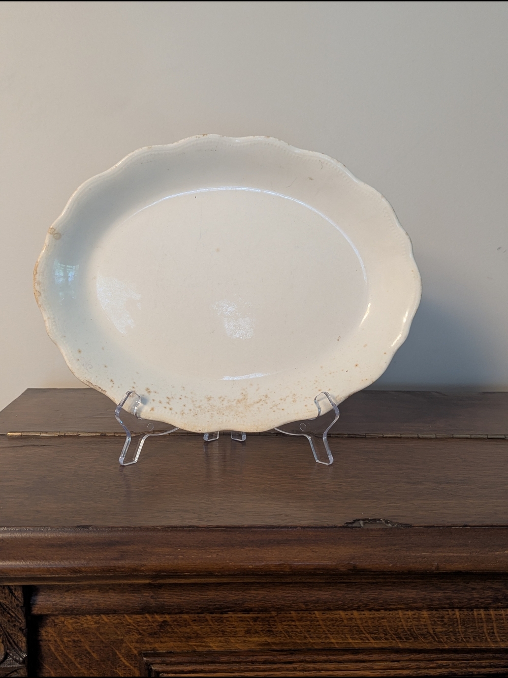 Limoges Porcelain Scalloped Oval Platter French Ironstone U&Co